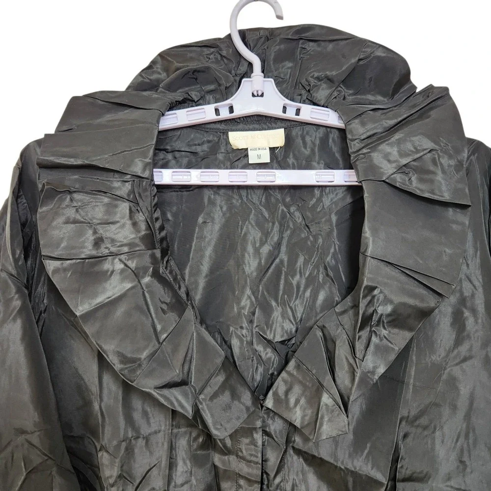 Vintage 1980s Scott McClintock Black Evening Jacket NOS Deadstock Ruffle Collar - Picture 2 of 14